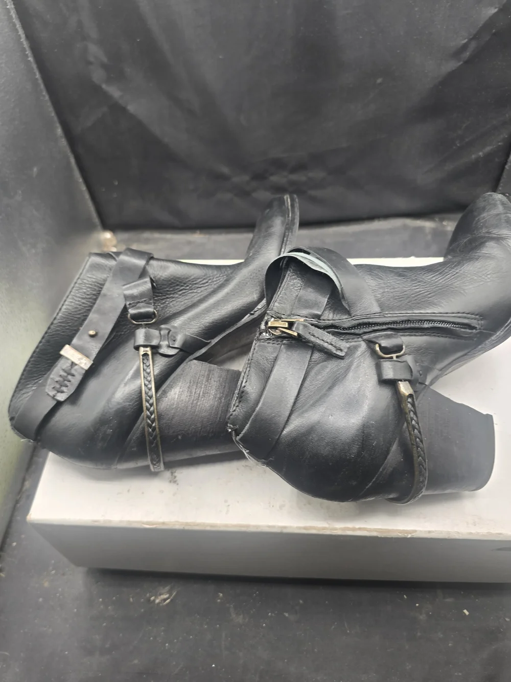 Dolce Vita Black Leather Ankle Booties with Side‎ Strap